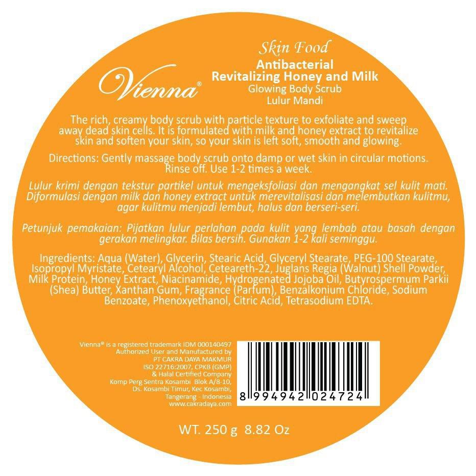 Vienna Skin Food Glowing Body Scrub Rose Milk &amp; Honey Chocolate