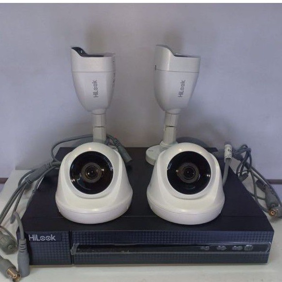 Paket cctv hilook 4ch dengan 1 outdoor hilook 5mp dan 3 indoor 2mp lengkap