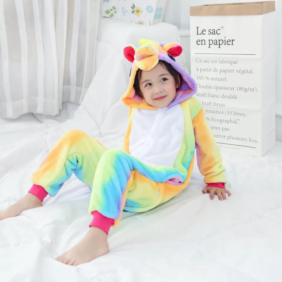 KOSTUM ONESIE UNICORN RAINBOW KUDA PONY ANAK PIYAMA COSPLAY PESTA