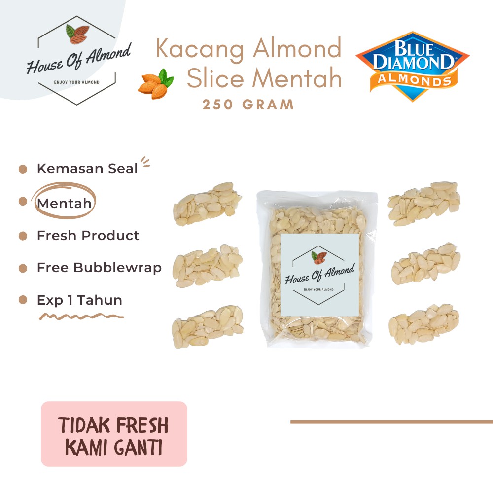 

Almond Slice Premium Blue Diamond 250gr (Mentah)