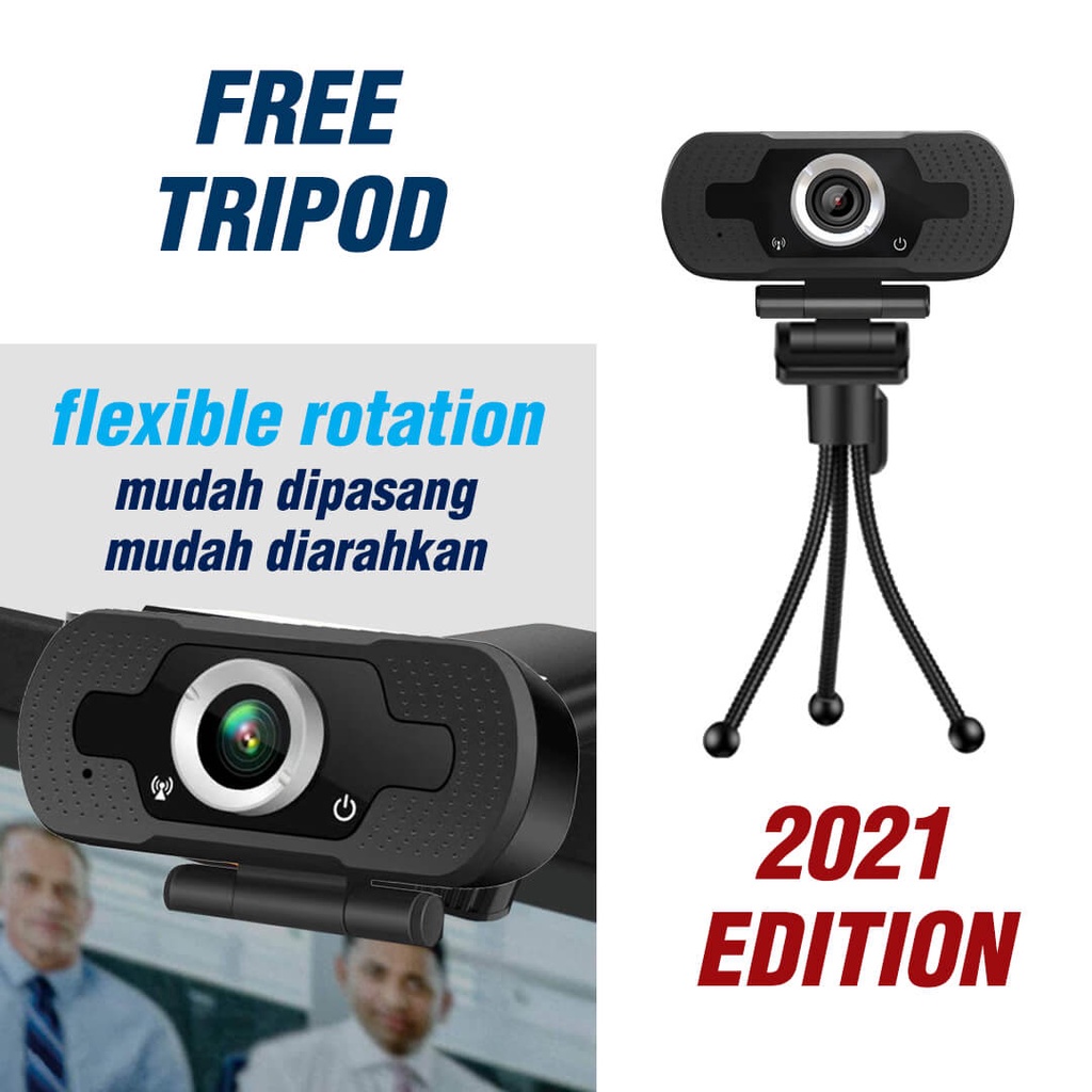 Webcam PC Laptop Full HD 1080P FREE Tripod | Web Camera USB Mini | Kamera Web Cam Calion CAL-2006WA