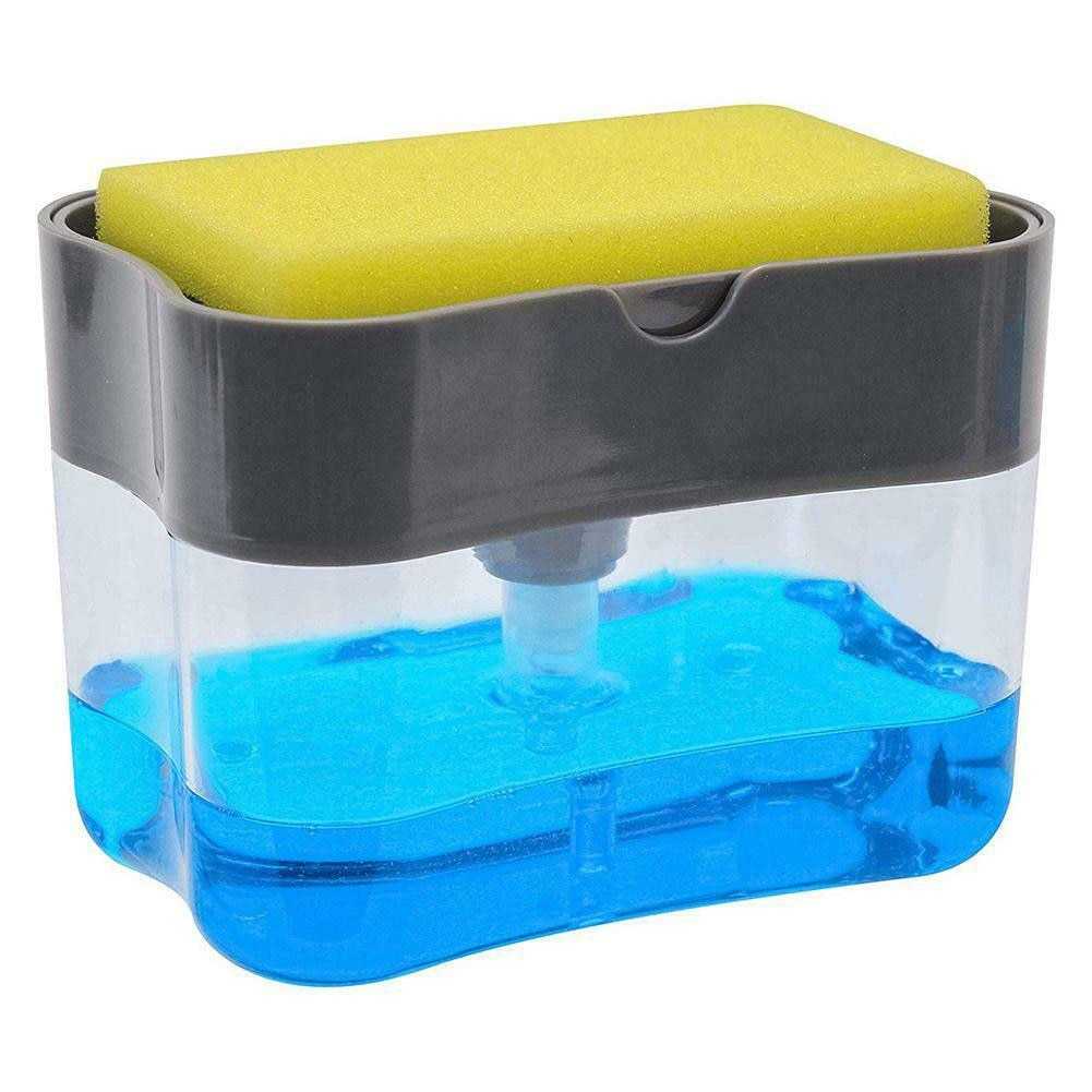 2 IN 1 Kotak Dispenser Sabun Cuci Piring + Free Sponge Hand Push Sponge || Perlengkapan Rumah Tangga Barang Unik Murah Lucu - O933