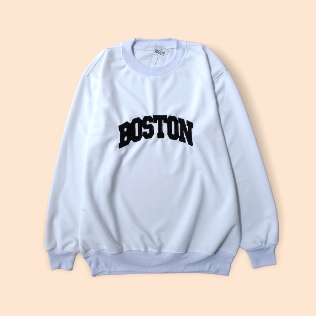 SWEATER OVERSIZE SWEATER BORDIR LOTO CREWNECK LOTO OVERSIZE SWEATE PUTIH CREWNECK PUTIH