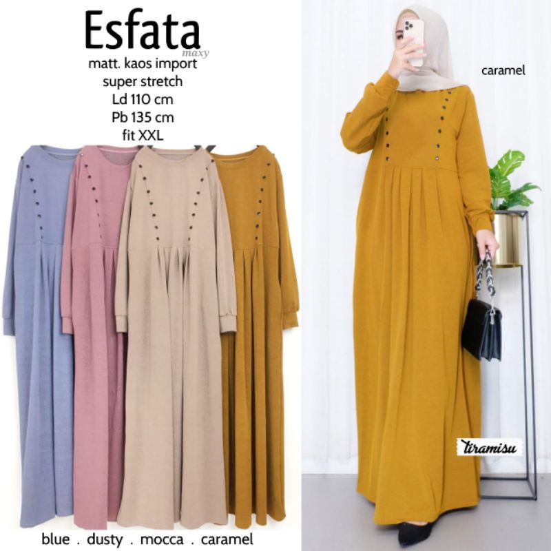 Esfata Maxy Gamis Kaos import knit Original