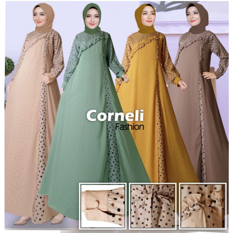 Gamis Shakilla Premium | Gamis Motif Polka | Gamis Semi Outer