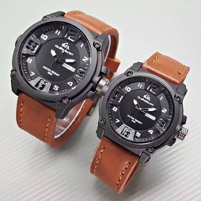 Jam Tangan Pria/Wanita/Couple Quicksilver Day Date Strap Kulit COD BISA BAYAR DITEMPAT