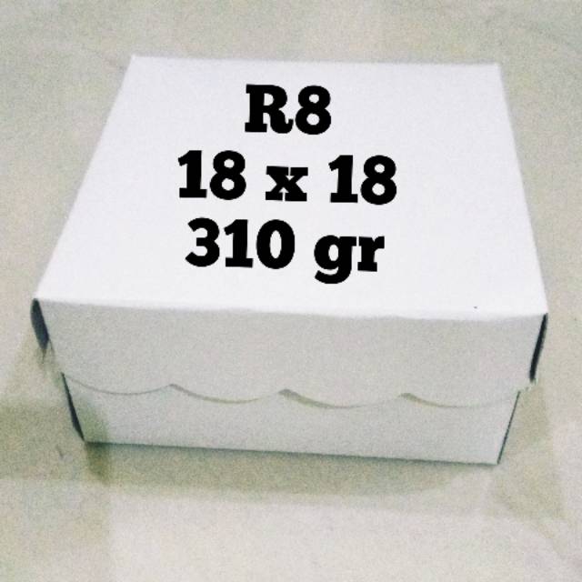 Kotak R8 Putih Dus 18x18 Snack Box Nasi Kue Martabak Pizza Roti Bikang Pukis Serabi Catering