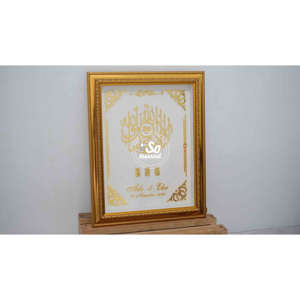 [Sudah Termasuk Frame] PO Dekorasi Cetak Akrilik Emas frame mahar 40x50 -Gold Mirror / RoseGold