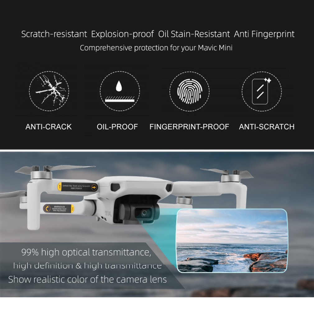 2pcs Film Pelindung Lensa Anti Gores Bahan Tempered Glass 9h Untuk Dji Mavic Mini