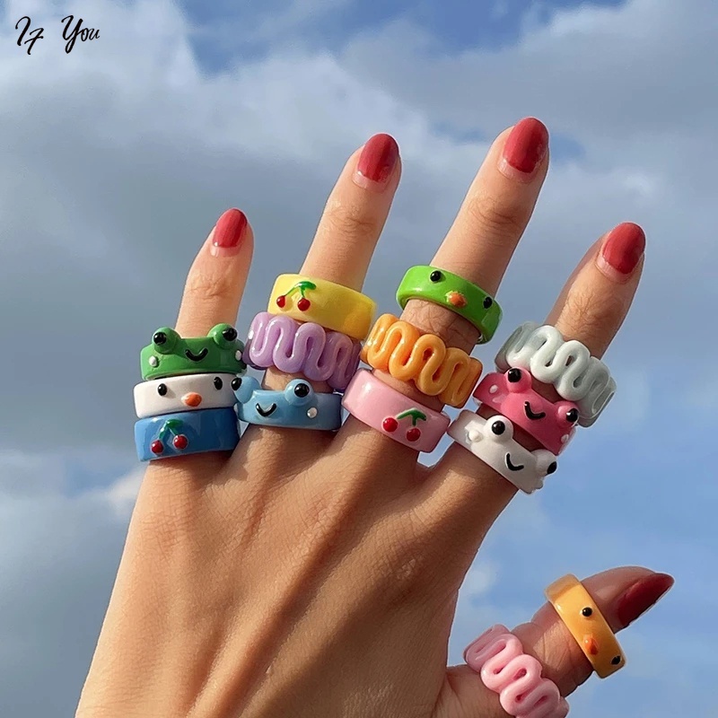 Cincin Bentuk Katak Bahan Plastik Untuk Wanita