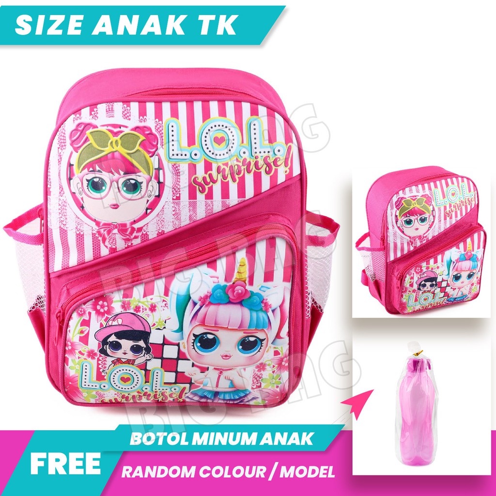 PTS - Ransel Sekolah Anak Perempuan  Ransel Sekolah Anak Murah - LOL / FROZEN / PONY SLASH + FREE Botol