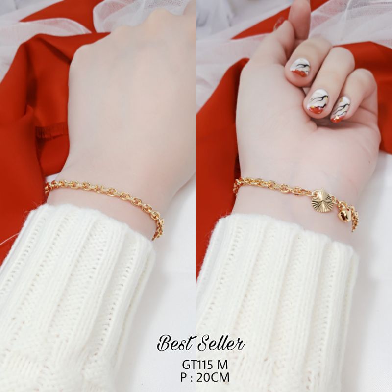 GELANG RANTAI WANITA ANTI LUNTUR / GELANG TANGAN TITANIUM LAPIS EMAS 24K ANTI KARAT