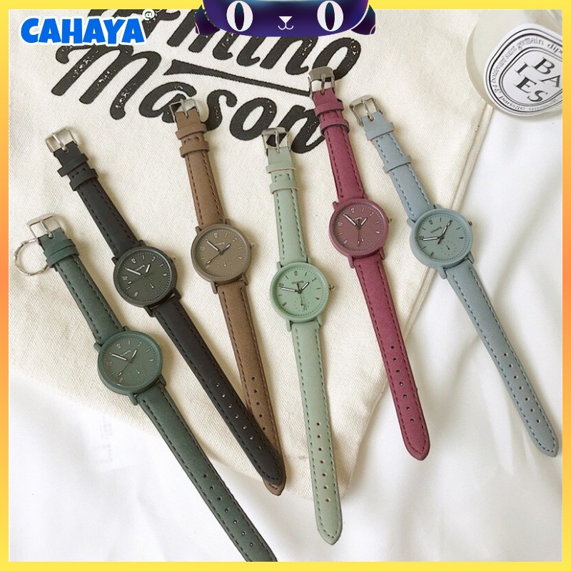 CAHAYA Jam Tangan Quartz Strap PU Analog Casual Gaya Retro Untuk Wanita Watch Korean Fashion Jam2