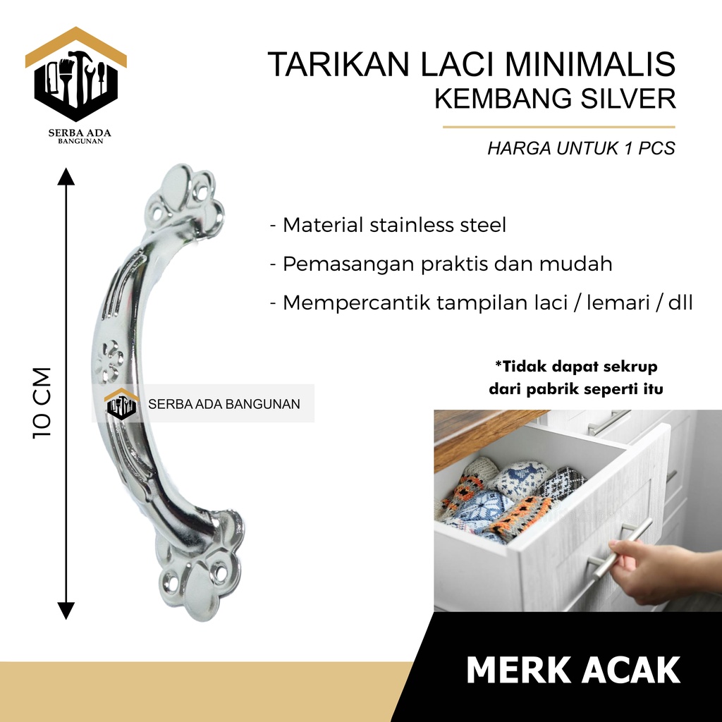 Handle Tarikan Laci Pegangan Lemari / Gagang Tarikan Knob Knop Laci Ukuran Panjang 12cm