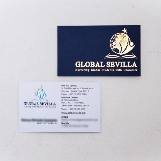 

BARANG BARU Kartu Nama Spot UV 1 sisi + Hotstamp 1 sisi