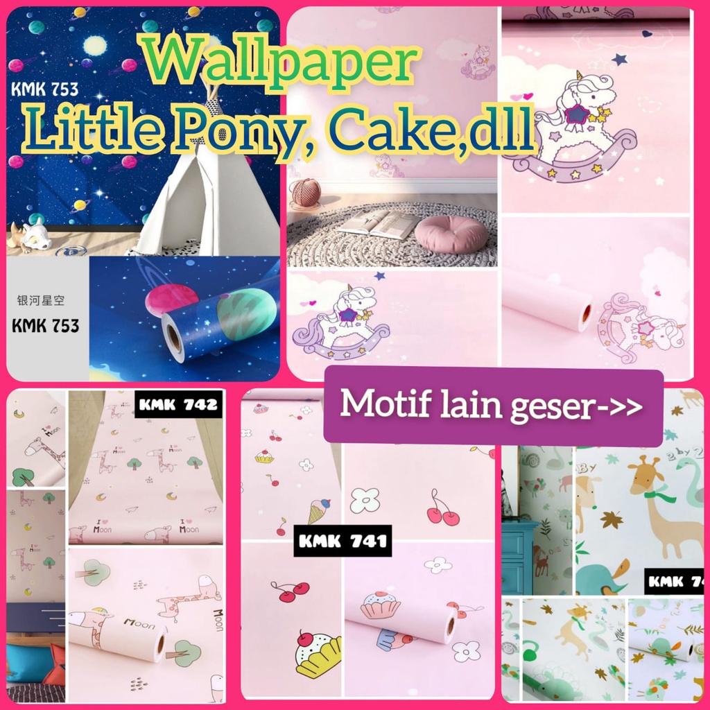 WALLPAPER WALPAPER WALL STICKER STIKER DINDING MY LITTLE PONY KUDA PONI KARTUN KAMAR TIDUR ANAK ANAK