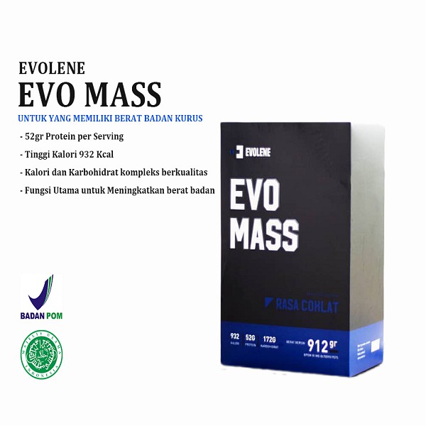 EVOLENE Evo mass Gainer 912 gr / 2 lbs - Evo mass Suplemen Massa Otot