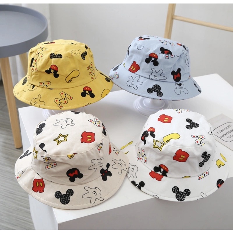 8-22 bulan Topi Bucket Anak Balita Model Mic*key M Untuk Anak Laki Laki Anak Perempuan