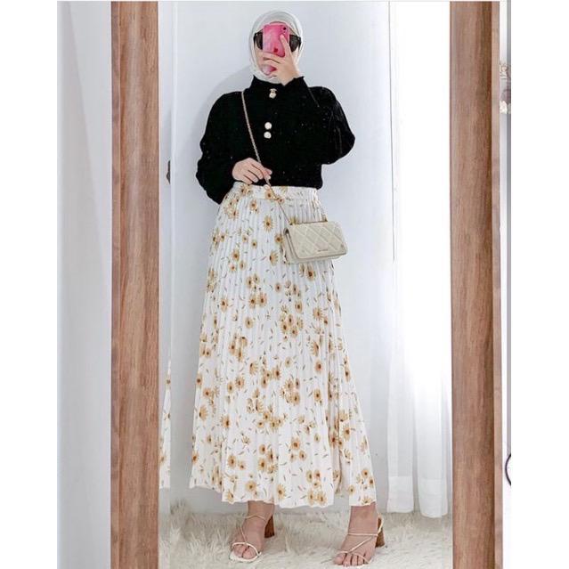 ROK PLISKET MOTIF BUNGA MATAHRI // ROK PLISKET MOTIF DEWASA