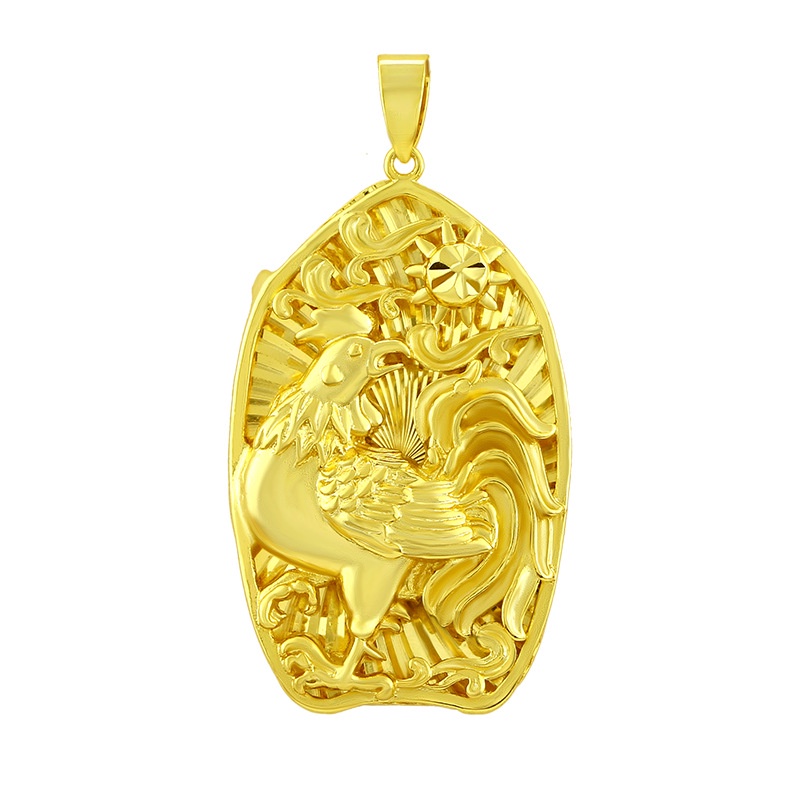 Kalung Liontin Water Drop Gold 916 Zodiak Cina Ayam Jago Untuk Pria Dan Wanita