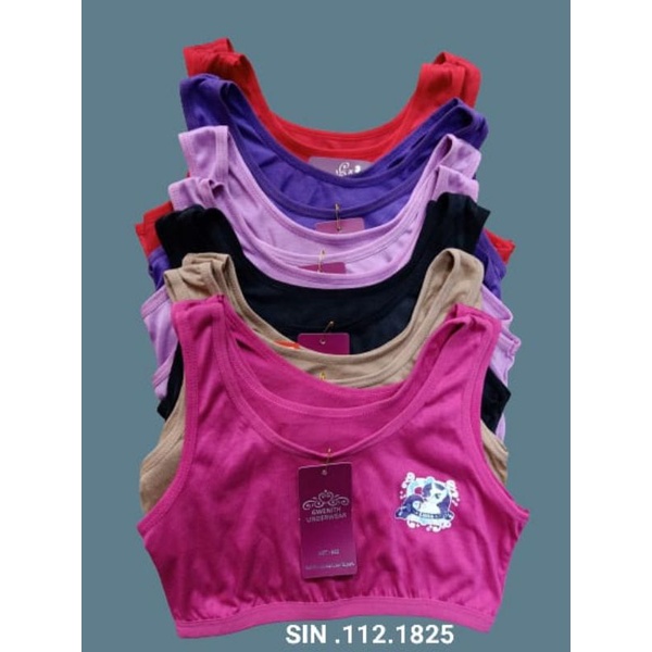 6 Pcs miniset remaja tanpa busa 10-12thn SD SMP miniset anak perempuan BH kain tanpa busa katun lucu