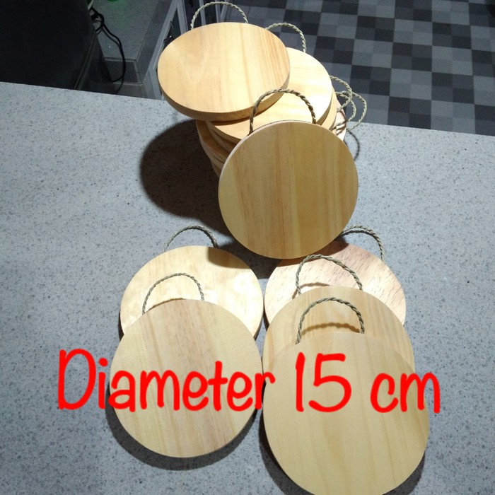 Talenan Kayu Tali Model Bulat Diameter 15 cm / Wooden Cutting Board