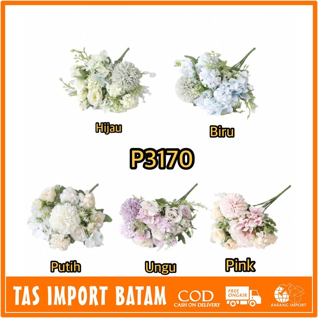 TIB BUNGA HYDRANGEA MIX BUNGA TANGKAI PLASTIK BUNGA ARTIFISIAL BUNGA PAJANGAN BUNGA HIASAN P3170