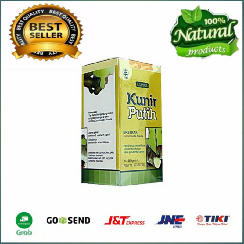 Kapsul Ekstrak KUNIR PUTIH Isi 60 Kapsul Izin BPOM - Obat Herbal Anti Kanker