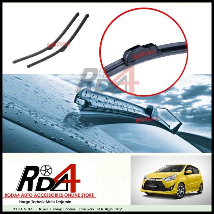 Wiper Mobil NEW Agya 2017 21 14 Frameless Banana 1 Set 2 Pcs