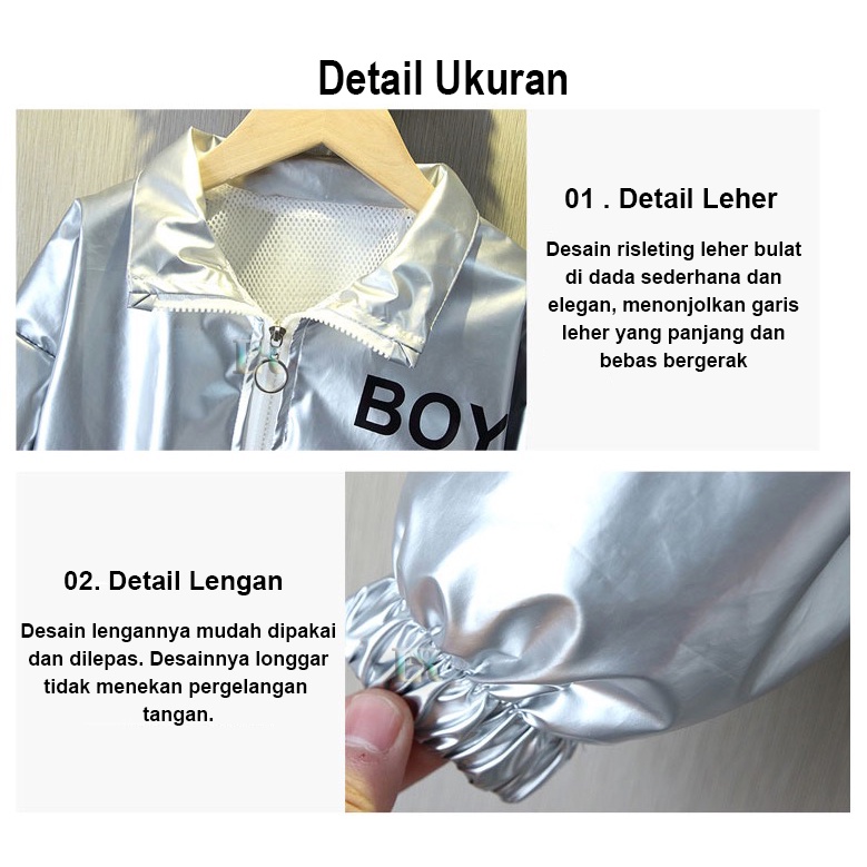 Jaket Anak Laki - Laki Motif Sayap Tulisan Boy Glitter Hoodie Sweater Bahan Parasut Anti Air Anak Cowok Premium Quality Import for Boy Boys Jacket Cocok untuk Musim Panas atau Musim Dingin Baju Pakaian Hangat