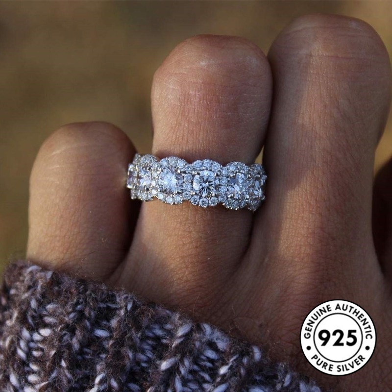 Cincin Moissanite Bahan S925 Silver