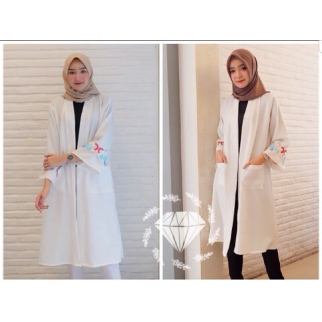 Ruairu CARDI YOLLA MOSCREPE BORDIR CARDIGAN MUSLIM 2 WARNA Murah