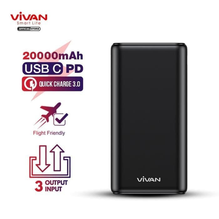 VIVAN Powerbank 20000mAh 3 Input & 3 Output Power bank VPB-H20S