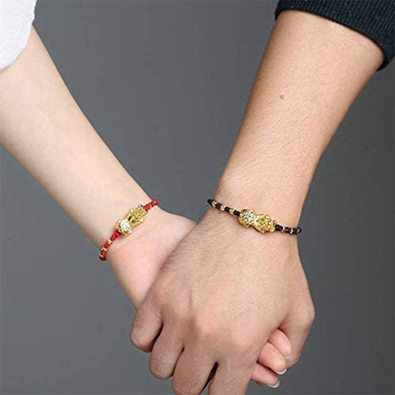 Siy 2 Pcs Gelang Tangan Tali Kepang Warna Merahhitam Untuk Pasanganpriawanita