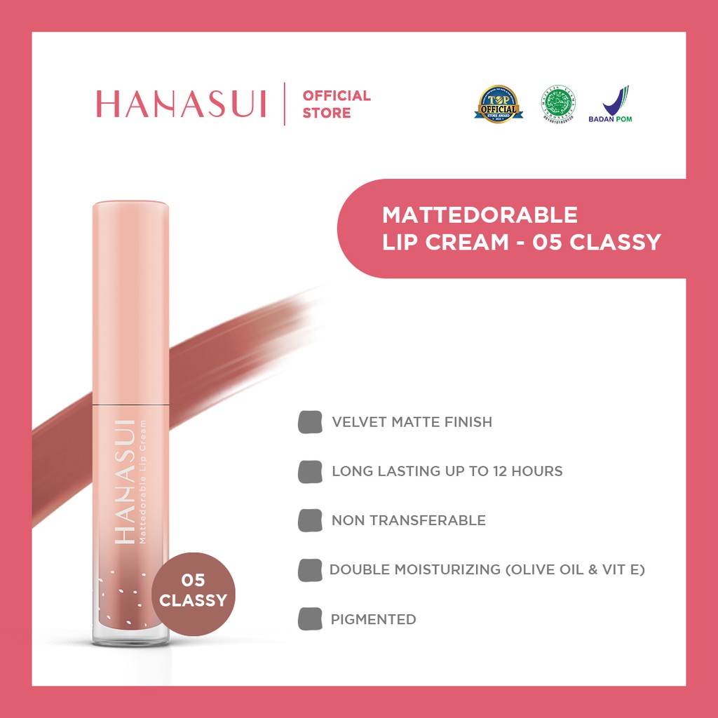 BISA COD -  HANASUI MATTEDORABLE LIPCREAM MATTE, WATERPROOF RINGAN DAN TAHAN LAMA ORIGINAL BPOM