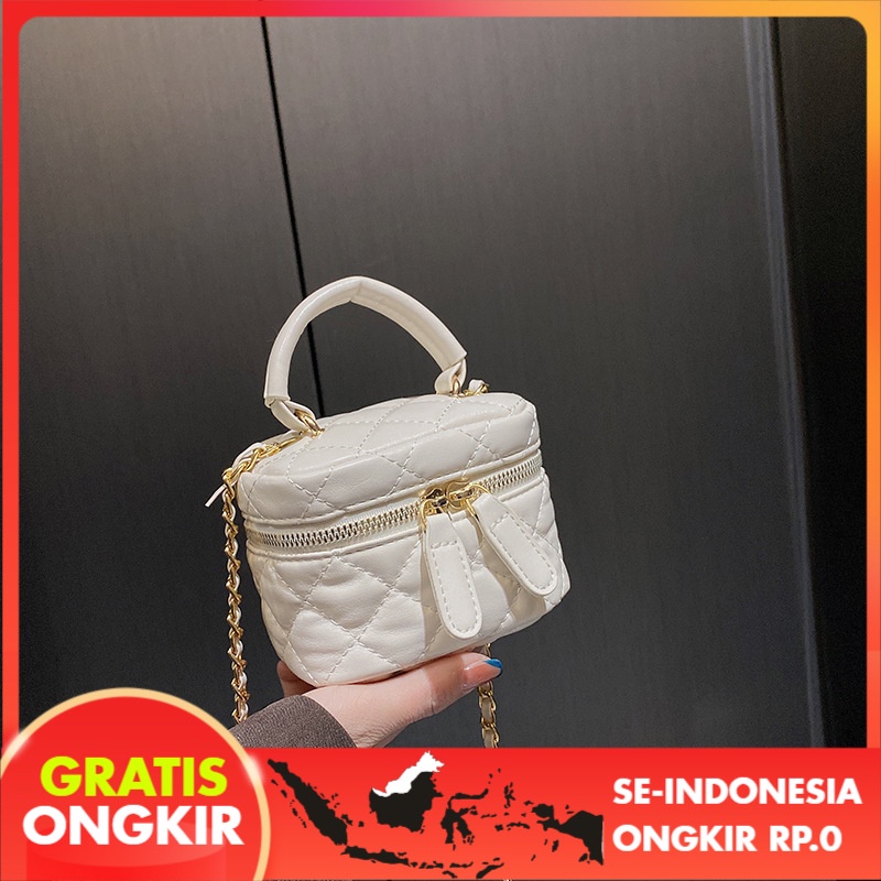 Tas Wanita 2021  Fashion Selempang Bahu Box Bulat Tas Wanita amond Portabel Rantai Kantong Pearl Mak
