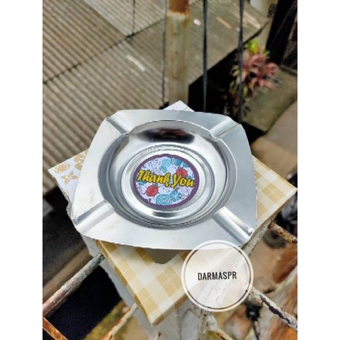 Souvenir Asbak Stainless Kemasan Box + Sticker Terima Kasih Sovenir Pernikahan Murah isi 50pcs