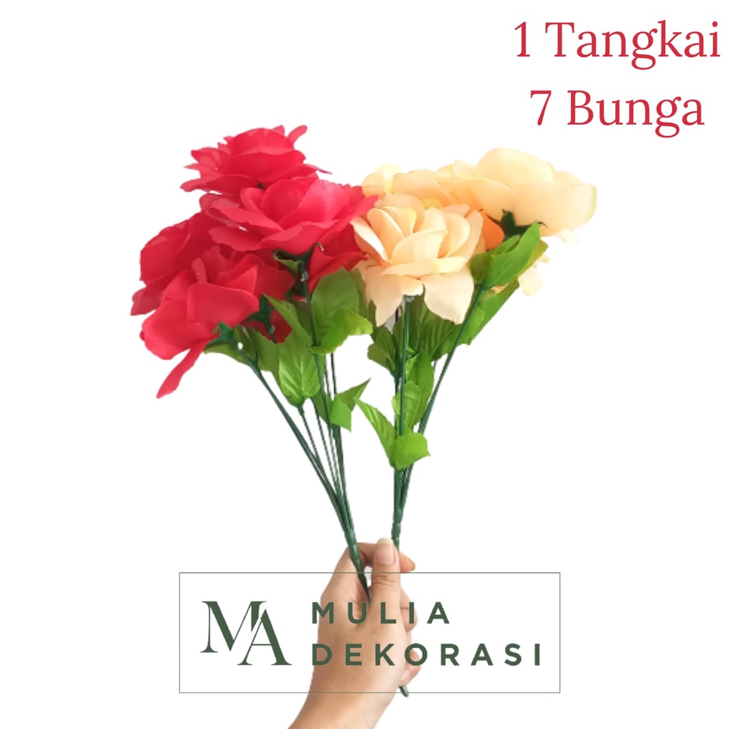 Bunga Hias Plastik Artificial 1 Tangkai 7 Bunga Dekorasi Vas Bunga