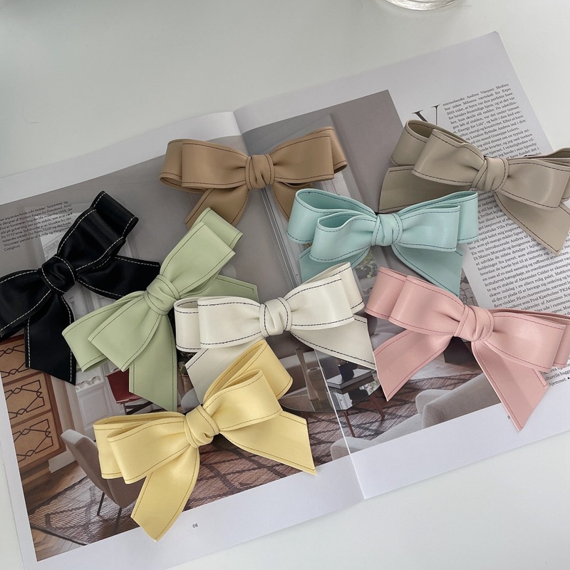 JEPIT PITA RAMBUT MODEL RIBBON CUTE KULIT LEATHER MEDIUM SOFT PASTEL COLOR WARNA SOLID LEMBUT JEPITAN HAIR SNAP PRETTY CLIP HAIRCLIP KLIP AKSESORIS ANAK