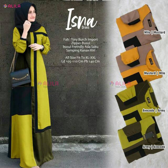 BAJU GAMIS WANITA ISNA DRESS TERBARU ORIGINAL MURAH CANTIK KEREN