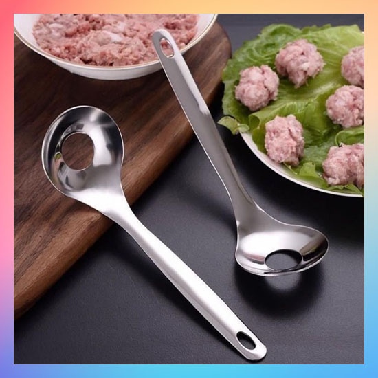 Sendok Bakso Cetakan Pembuat Baso Stainless Steel / Meatball Maker Alat Bantu Cetak Daging Sapi Ikan Pentol Shape Hole Bulat Anti Lengket Anti Karat