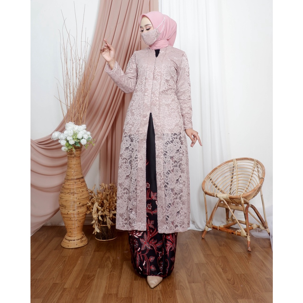 Permata Olshop / Setelan Kebaya Tunik Brokat Hayati / Tunik Tradisional Model Terbaru / Baju Kurung Brukat / Tunik Pesta