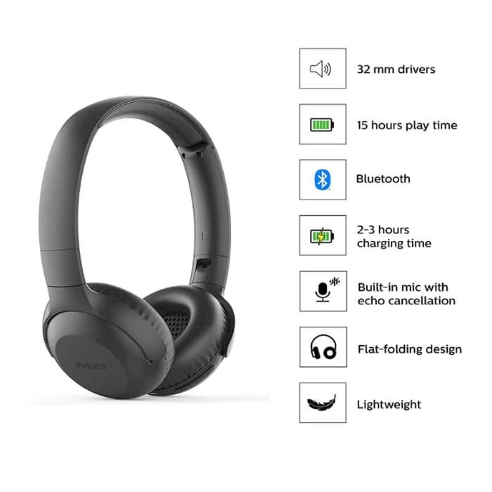 Philips TAUH202 UpBeat Wireless Headphones TAUH 202 Headset Philips TAUH202BK