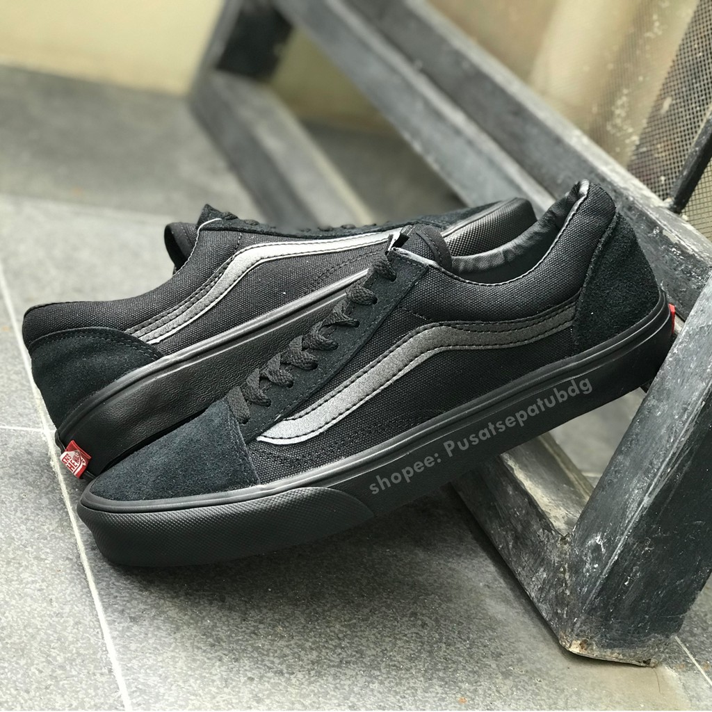 [TERLARIS] VANS OLD SKOOL ALL BLACK FULL HITAM WAFFLE DT