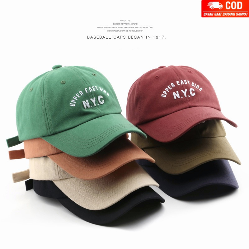 NEXTSTOP-188 Topi Baseball Bordir NYC Pria Wanita Soft Material Cotton distro