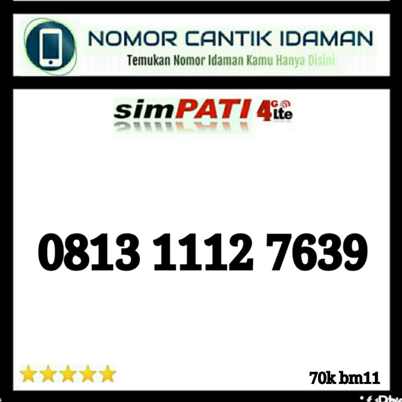 kartu perdana nomor cantik simpati murah 4g lte seri 1112 7629 bmi11