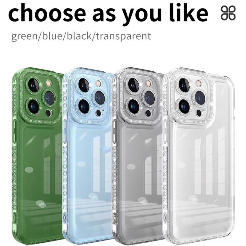 Advanced luxury flash diamond transparent iphone 11 pro max 12 13 pro max X/Xs max XR aesthetic clear TPU shockproof soft shell premium