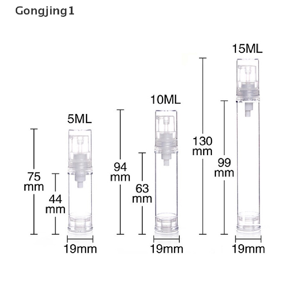 Gongjing1 1pc Botol Pump Kosong 5 / 10 / 15ml Untuk Lotion / Kosmetik / Makeup / Travel