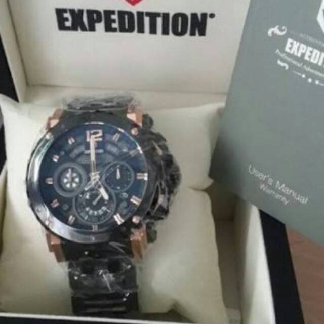Jam tangan expedition e6402 rantai black rose gold