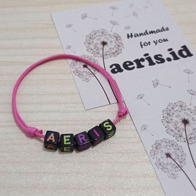 Gelang Inisial Huruf / Gelang Nama / Gelang Couple [PINK]